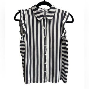 BB DAKOTA Women’s Grey & White Striped Sleeveless Button down - Size XS